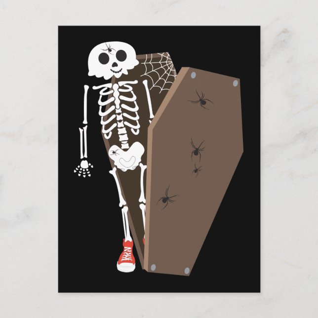 Carte Postale Squelette et café Halloween Design (Devant)
