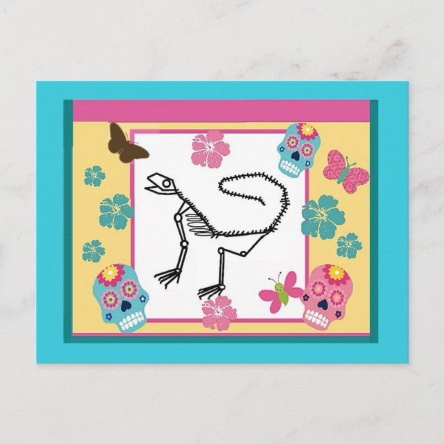 Carte Postale Squelette Lizard, Jour des Morts (Devant)