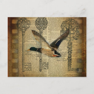 Carte Postale squelette rustique clés western country mallard du