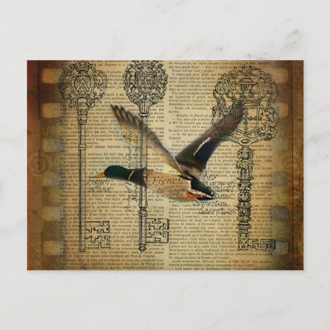 Carte Postale squelette rustique clés western country mallard du (Devant)