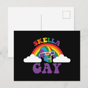 Carte Postale Squelette Skella Mois de la fierté gay arc-en-ciel