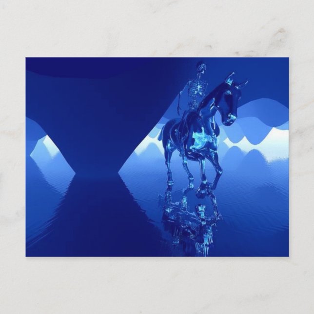 Carte Postale squelette sur un cheval (Devant)