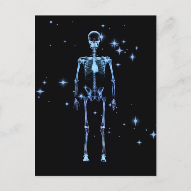 Carte Postale Squelette X-Ray scintillant - Bleu (Devant)