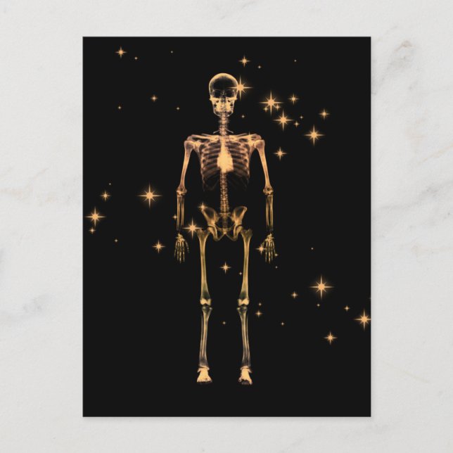 Carte Postale Squelette X-Ray scintillant - Orange (Devant)