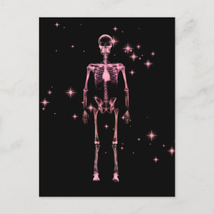 Carte Postale Squelette X-Ray scintillant - Rouge