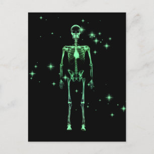Carte Postale Squelette X-Ray scintillant - Vert