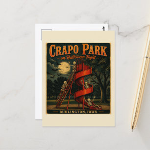 Carte Postale Squelettes au Crapo Park à Halloween Burlington Io
