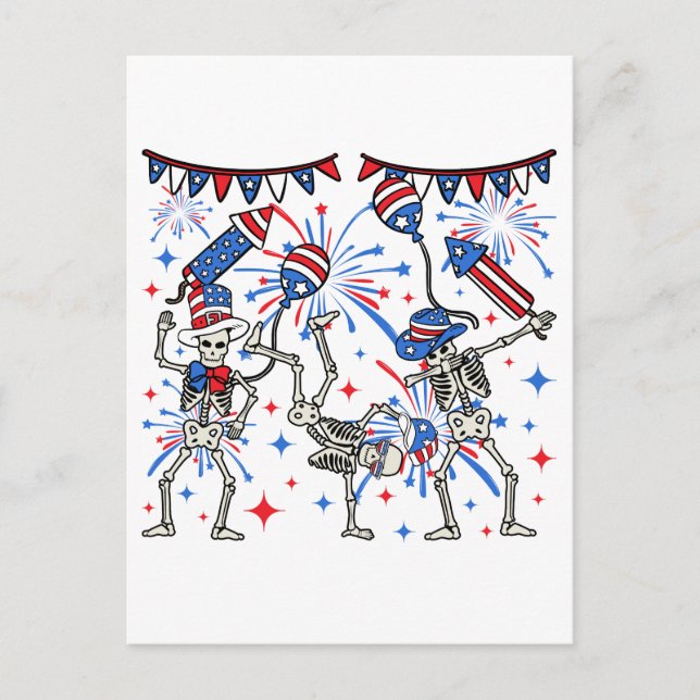Carte Postale Squelettes dansants du 4 juillet (Devant)