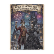 Squelettes trinquant à la nouvelle année pour des