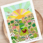 Carte Postale Squirrel Sunrise Garden Penser À Vous<br><div class="desc">Profitez du charme d'une matinée ensoleillée avec notre carte postale de jardin d'écureuils. Avec une illustration vivante d'un écureuil gai au milieu d'une flore florissante, il rayonne de chaleur et de bonheur. La scène colorée apportera un sourire à tous. Avec le message sincère "Pensez à vous", il sert de parfait...</div>