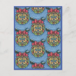 CARTE POSTALE SQUIRRELS DE BATTERIE SOUS MISTLETOE, VARIE NUT