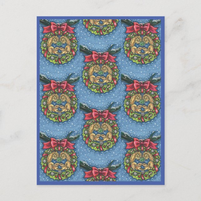 CARTE POSTALE SQUIRRELS DE BATTERIE SOUS MISTLETOE, VARIE NUT (Devant)