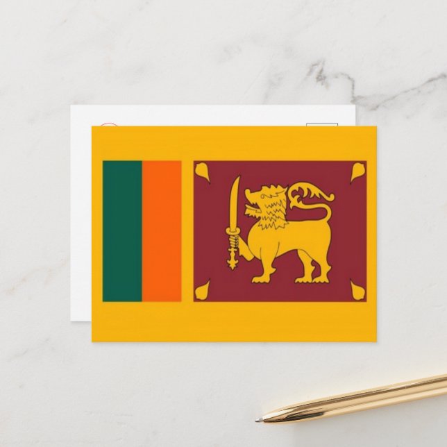 Carte Postale Sri Lanka - Drapeau - (Devant/Arrière en situation)