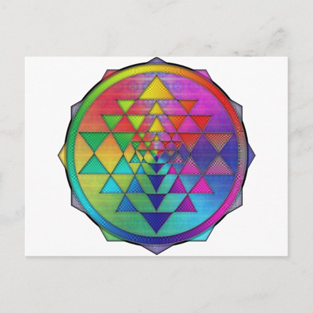 Carte Postale Sri Yantra arc-en-ciel psychédélique pour la prosp (Devant)