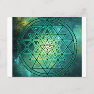 Carte Postale Sri Yantra vert mystique