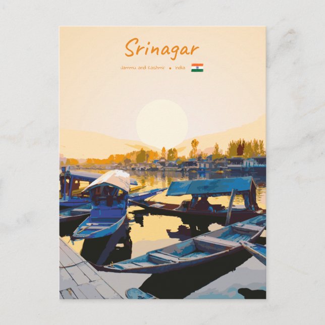 Carte Postale Srinagar, Inde - Bateaux Shikara du lac Dal (Devant)