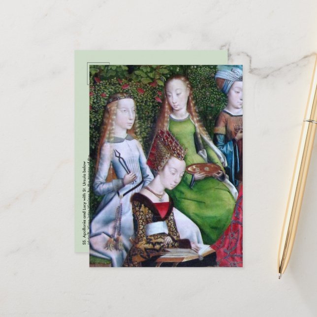 Carte Postale SS. Apollonia et Lucy (avec St. Ursula) (Devant/Arrière en situation)