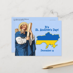 Carte Postale St. André avec drapeau-carte de l'Ukraine Jour de