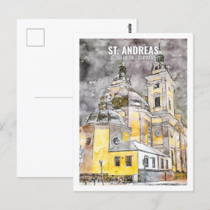 Carte Postale St. Andreas Dusseldorf Travel Place Watercolor