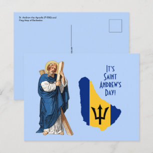 Carte Postale St. Andrew avec Drapeau-Carte de la Barbade Jour d