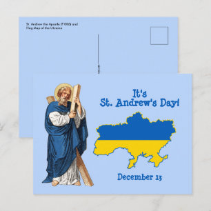 Carte Postale St. Andrew avec drapeau-carte de l'Ukraine Jour de