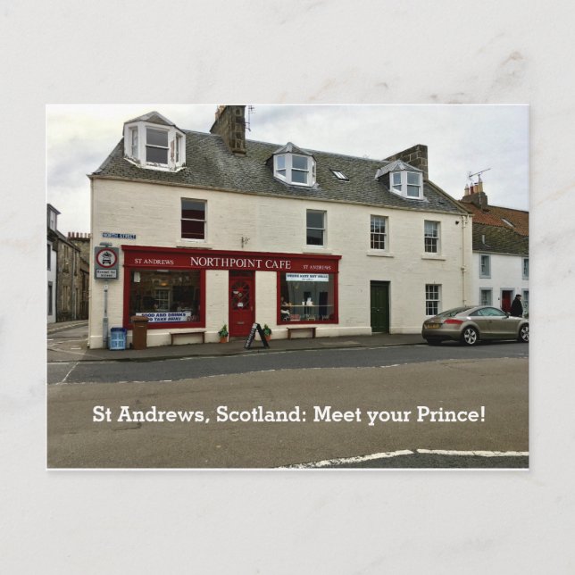 Carte Postale St Andrews Écosse "Rencontrez votre Prince" Café F (Devant)