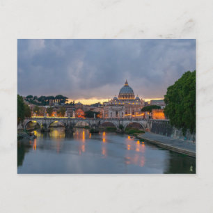 Carte Postale St. Angelo Bridge, St. Peter's Basilica, Rome