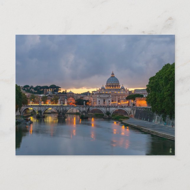 Carte Postale St. Angelo Bridge, St. Pierre's Basilica, Rome (Devant)