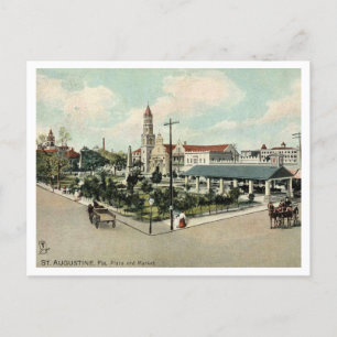 Carte Postale St Augustine FL, Plaza and Market, 1908 Rétro