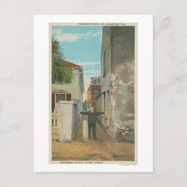 Carte Postale St. Augustine, FL - Vue de Treasury Street & (Devant)