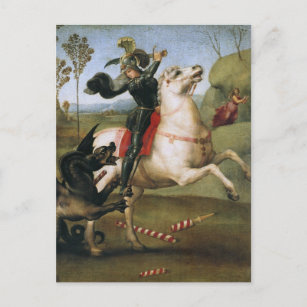 Carte Postale St. George Combattre Dragon Raphael Art