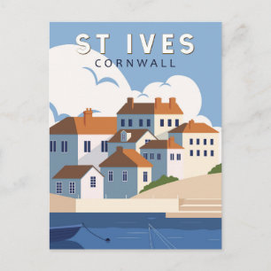 Carte Postale St Ives Cornouailles Angleterre Art de Voyage Rétr