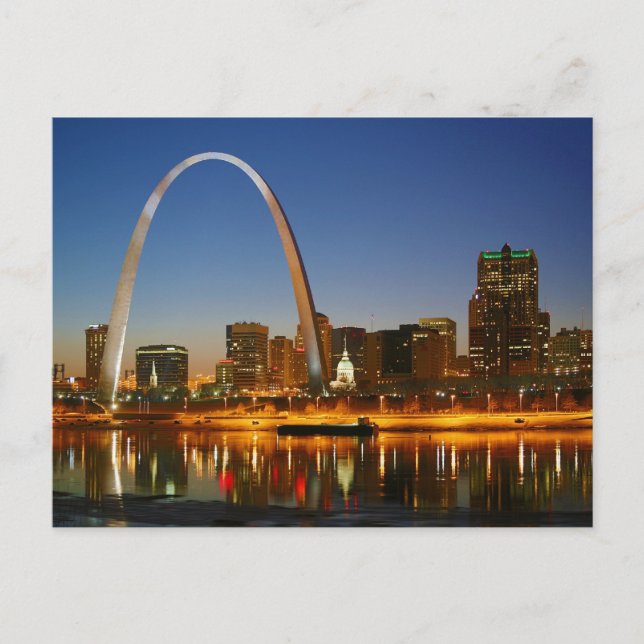 Carte Postale St Louis Arch Missouri sur le Mississippi par Nuit (Devant)