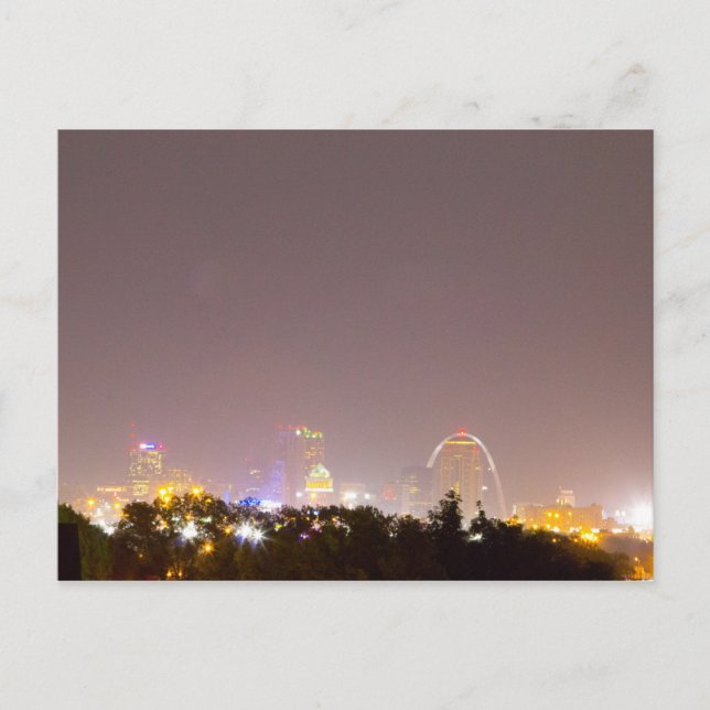 Carte Postale St. Louis, MO à la nuit (Devant)