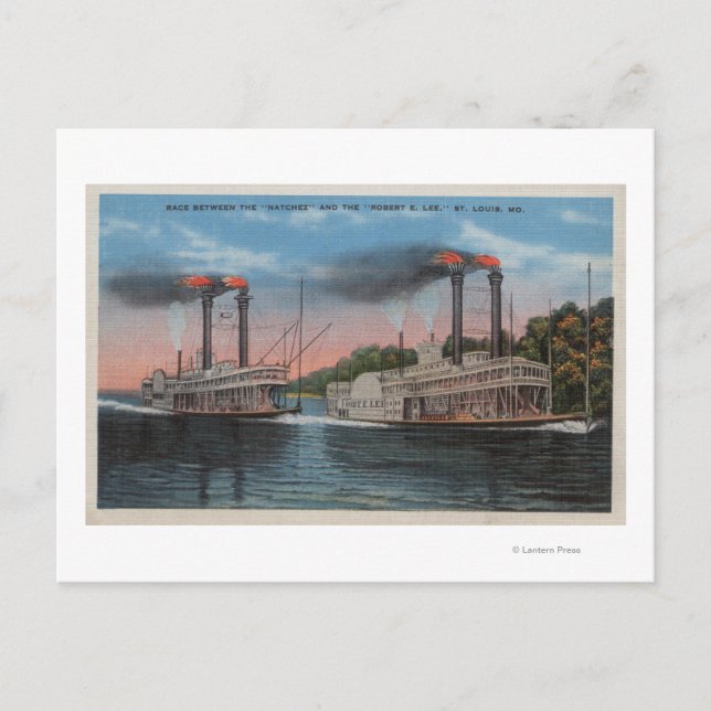 Carte Postale St. Louis, MO - Vue de Natchez et Robert E. Lee (Devant)