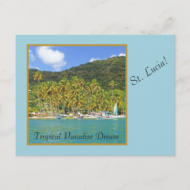 CARTE POSTALE ST. LUCIA : LE RÊVE DU PARADIS TROPICAL (Devant)