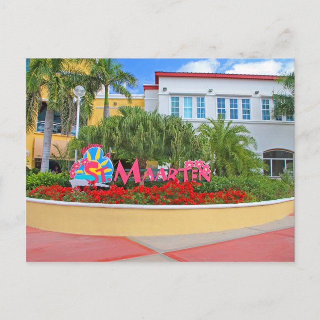 Carte Postale St. Maarten, Panneau de bienvenue, photographie, N (Devant)