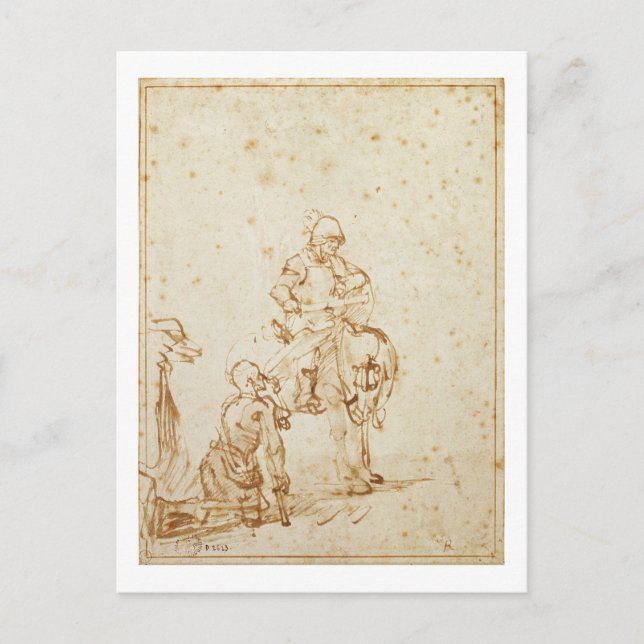 Carte Postale St. Martin et le mendiant (stylo et encre sur papi (Devant)
