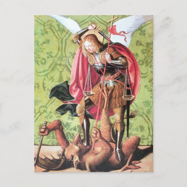 CARTE POSTALE ST. MICHAEL, DRAGON ET JUSTICE (Devant)