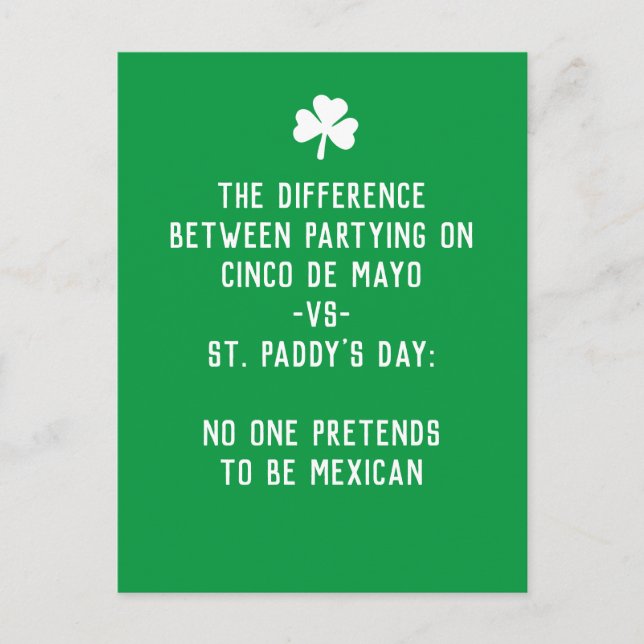 Carte Postale St Paddy's Day vs Cinco de Mayo (Devant)
