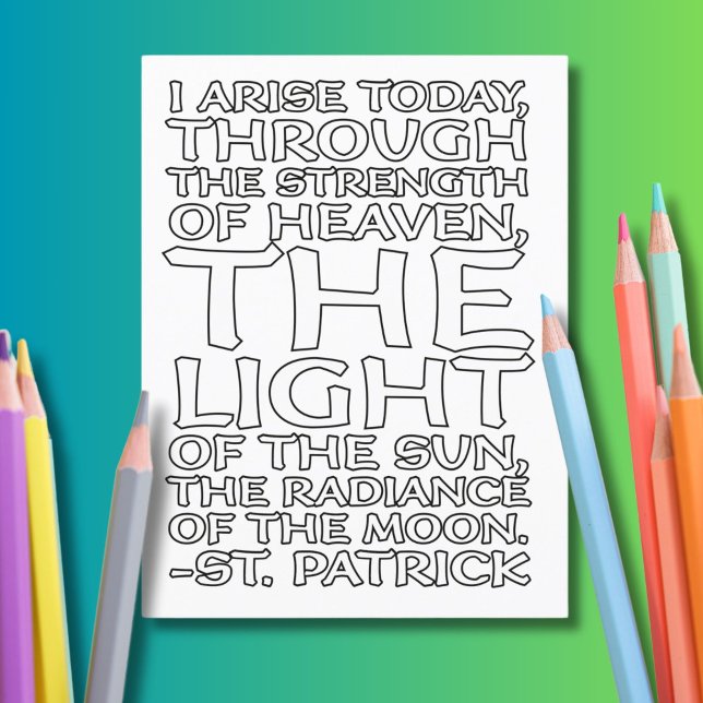 Carte Postale St Patrick Catholique Prière Whimsical Coloriage P (Color this quote from the great St. Patrick and send it to your friends!)