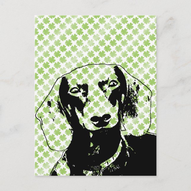 Carte Postale St patrick Doxie Silhouette - Winston (Devant)