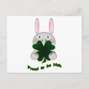 Carte Postale St. Patricks Bunny Fier d'être Shamrock irlandais