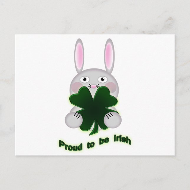 Carte Postale St. Patricks Bunny Fier d'être Shamrock irlandais (Devant)