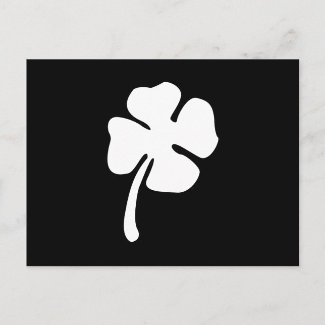 Carte Postale St. Patrick's Day - Clover noir et blanc (Devant)