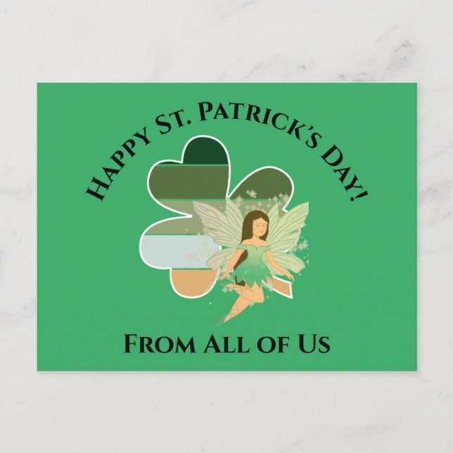 Carte Postale St. Patrick's Day Distressed Shamrock Irish Fairy (Devant)