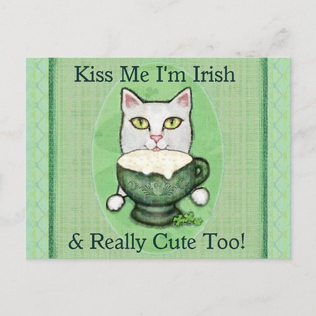 Carte Postale St. Patrick's Day Irish Cat (Devant)