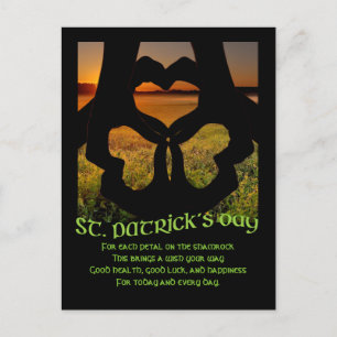Carte Postale St. Patricks Day Irish Hand Heart Shamrock
