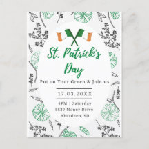 St. Patricks Day Irlandais Shamrock Party Invitati