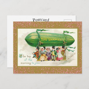 Carte Postale St Patrick's Day Irlandais Zeppelin Rose Parties s